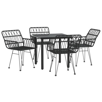 Set mobilier de grădină, 5 piese, negru, poliratan - Img 3
