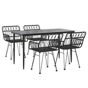 Set mobilier de grădină, 5 piese, negru, poliratan - Img 3