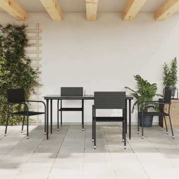 Set mobilier de grădină, 5 piese, negru, poliratan - Img 1