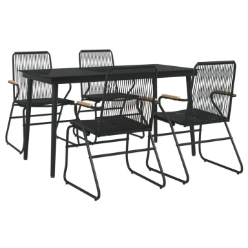 Set mobilier de grădină, 5 piese, negru, ratan PVC - Img 3