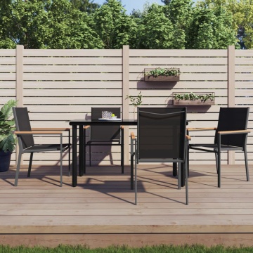 Set mobilier de grădină, 5 piese, negru, textilenă și oțel - Img 1