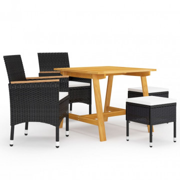 Set mobilier de grădină, 5 piese, negru - Img 1