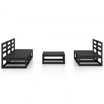 Set mobilier de grădină, 6 piese, negru, lemn masiv de pin - Img 3
