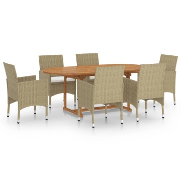 Set mobilier de grădină, 7 piese, bej, poliratan - Img 2