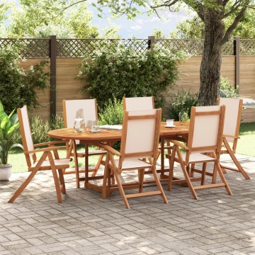 Set mobilier de grădină, 7 piese, lemn masiv acacia/textilenă - Img 1