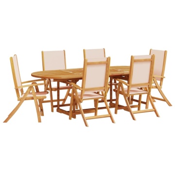 Set mobilier de grădină, 7 piese, lemn masiv acacia/textilenă - Img 2