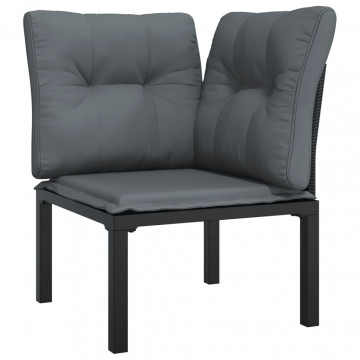 Set mobilier de grădină, 7 piese, negru și gri, poliratan - Img 4