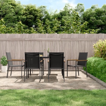 Set mobilier de grădină, 7 piese, negru, textilenă și oțel - Img 1