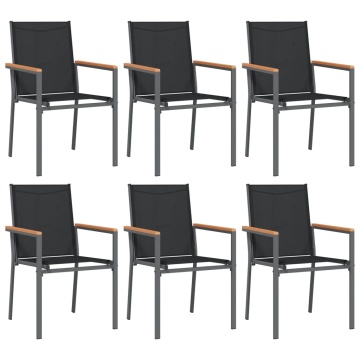 Set mobilier de grădină, 7 piese, negru, textilenă și oțel - Img 4
