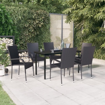 Set mobilier de grădină, 7 piese, negru - Img 1