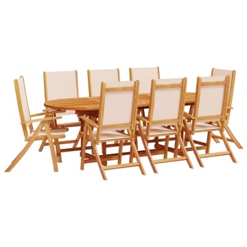 Set mobilier de grădină, 9 piese, lemn masiv acacia/textilenă - Img 2