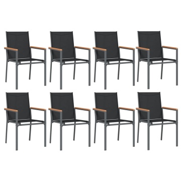Set mobilier de grădină, 9 piese, negru, textilenă și oțel - Img 4