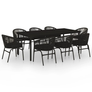 Set mobilier de grădină, 9 piese, negru - Img 2