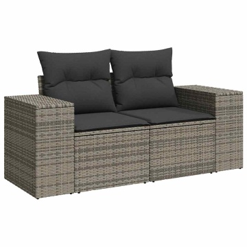 Set mobilier de grădină cu perne, 10 piese, gri, poliratan - Img 3