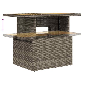 Set mobilier de grădină cu perne, 10 piese, gri, poliratan - Img 7