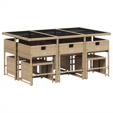 Set mobilier de grădină cu perne, 11 piese, bej, poliratan - Img 3