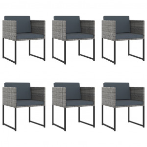 Set mobilier de grădină cu perne, 11 piese, gri, poliratan - Img 2