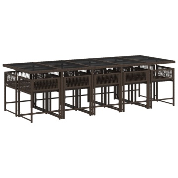 Set mobilier de grădină cu perne, 11 piese, maro, poliratan - Img 3