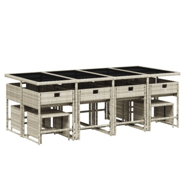 Set mobilier de grădină cu perne 13 piese gri deschis poliratan - Img 4