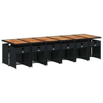 Set mobilier de grădină cu perne, 13 piese, negru, poliratan - Img 3
