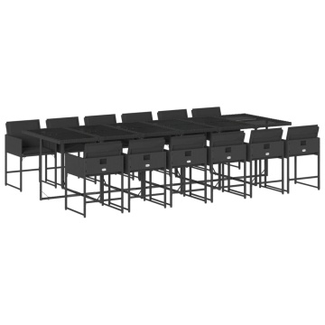 Set mobilier de grădină cu perne, 13 piese, negru, poliratan - Img 1