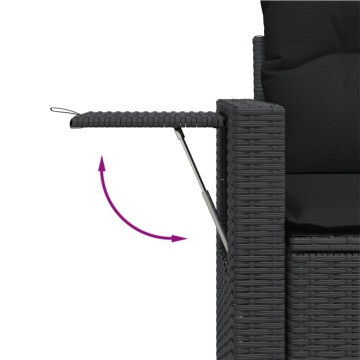 Set mobilier de grădină cu perne, 14 piese, negru, poliratan - Img 7