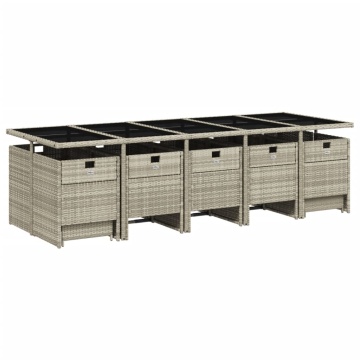 Set mobilier de grădină cu perne 15 piese gri deschis poliratan - Img 3