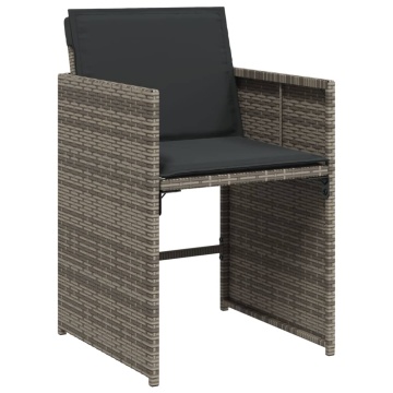 Set mobilier de grădină cu perne, 15 piese, gri, poliratan - Img 3