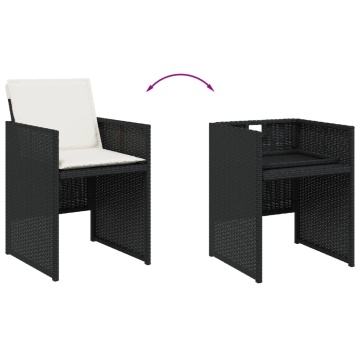 Set mobilier de grădină cu perne, 15 piese, negru, poliratan - Img 6