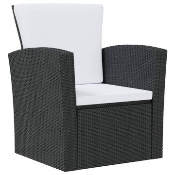 Set mobilier de grădină cu perne, 16 piese, negru, poliratan - Img 3