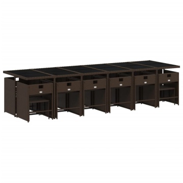 Set mobilier de grădină cu perne, 17 piese, maro, poliratan - Img 8