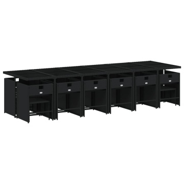 Set mobilier de grădină cu perne, 17 piese, negru, poliratan - Img 8