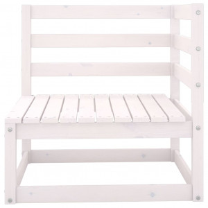 Set mobilier de grădină cu perne, 2 piese, alb, lemn masiv pin - Img 3