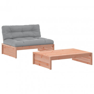 Set mobilier de grădină cu perne, 2 piese, lemn masiv Douglas - Img 2