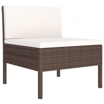 Set mobilier de grădină cu perne, 2 piese, maro, poliratan - Img 3