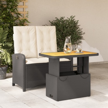 Set mobilier de grădină cu perne, 2 piese, negru, poliratan - Img 1