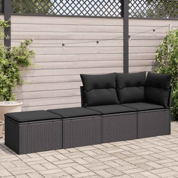 Set mobilier de grădină cu perne, 2 piese poliratan/lemn acacia - Img 3