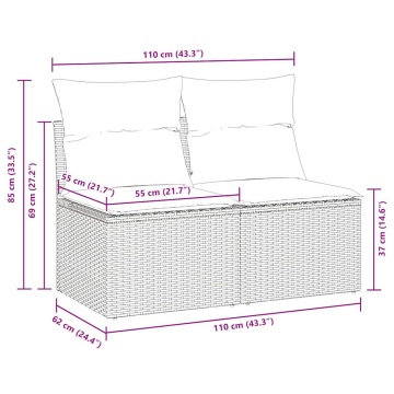 Set mobilier de grădină cu perne, 2 piese poliratan/lemn acacia - Img 5