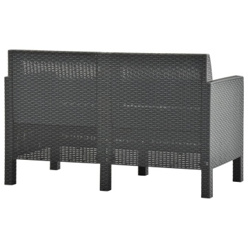 Set mobilier de grădină cu perne, 3 piese, antracit, PP ratan - Img 5