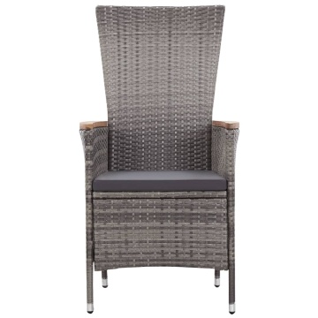 Set mobilier de grădină cu perne, 3 piese, gri, poliratan - Img 4