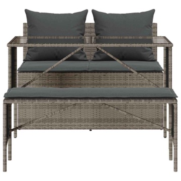 Set mobilier de grădină cu perne, 3 piese, gri, poliratan - Img 6