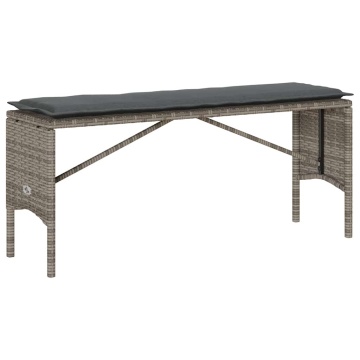 Set mobilier de grădină cu perne, 3 piese, gri, poliratan - Img 8