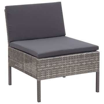 Set mobilier de grădină cu perne, 3 piese, gri, poliratan - Img 9