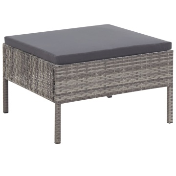 Set mobilier de grădină cu perne, 3 piese, gri, poliratan - Img 9