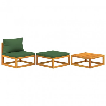 Set mobilier de grădină cu perne, 3 piese, lemn masiv acacia - Img 2