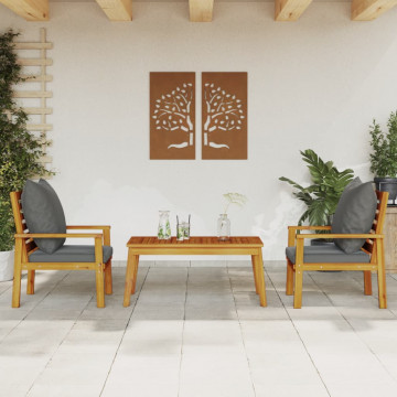 Set mobilier de grădină cu perne, 3 piese, lemn masiv acacia - Img 1