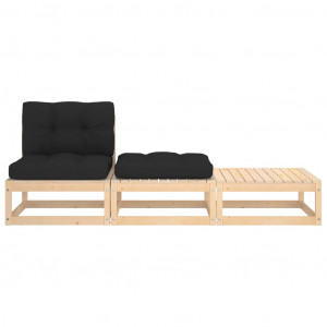 Set mobilier de grădină cu perne, 3 piese, lemn masiv de pin - Img 2