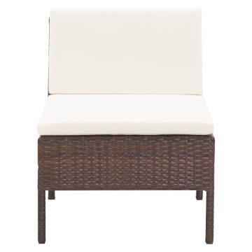 Set mobilier de grădină cu perne, 3 piese, maro, poliratan - Img 11