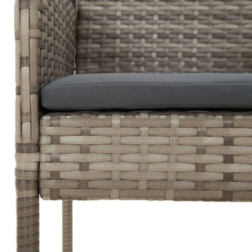 Set mobilier de grădină cu perne, 3 piese, negru/gri, poliratan - Img 7