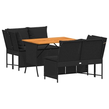 Set mobilier de grădină cu perne, 3 piese, negru, poliratan - Img 2